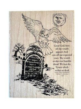 Stampendous Halloween Rubber Stamp R230 Owl Tombstone 2015